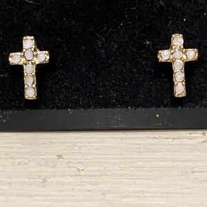 Elegant Dainty Gold Cross Stud Earrings